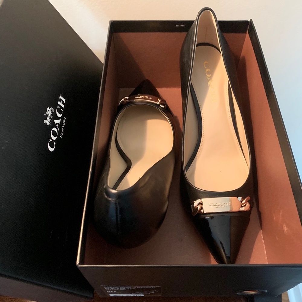 EUC Coach Black Patent Leather 2.5” Heels in 9M